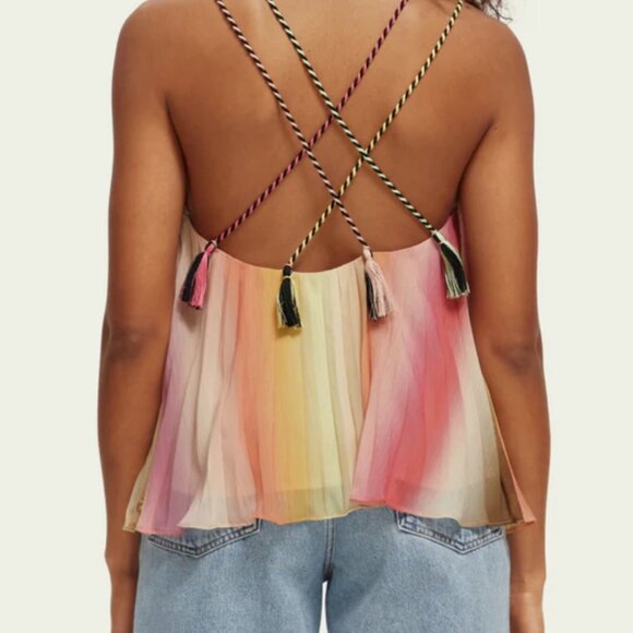 NWT Scotch & Soda | Pleated Rainbow Sleeveless Top | Womens 40 (Large) - Picture 3 of 9